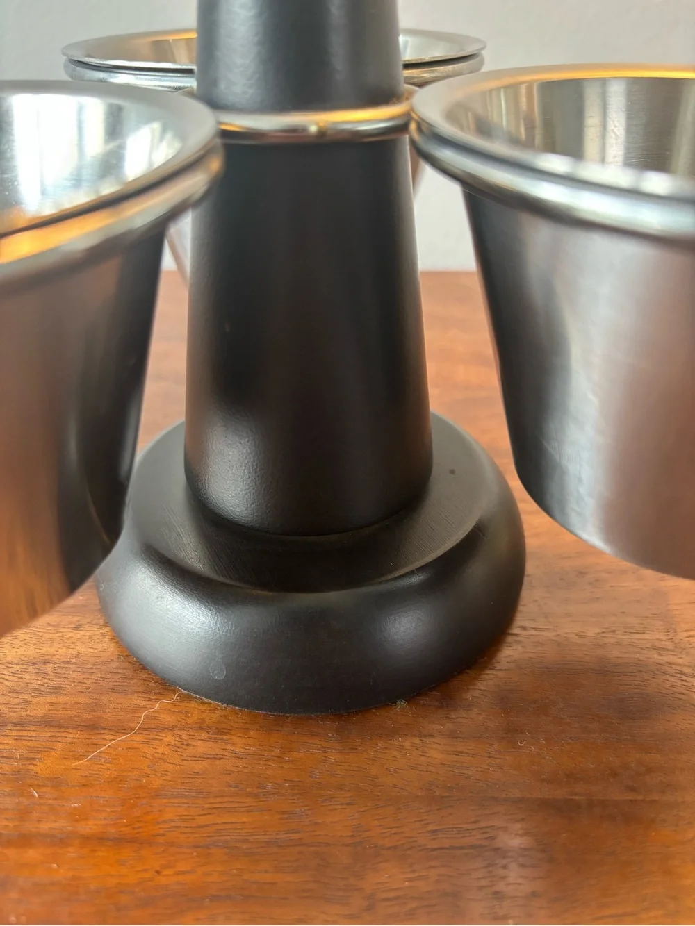 Authentic MCM Stako Sweden Condiment Lazy Susan Trio Wood Stainless Steel